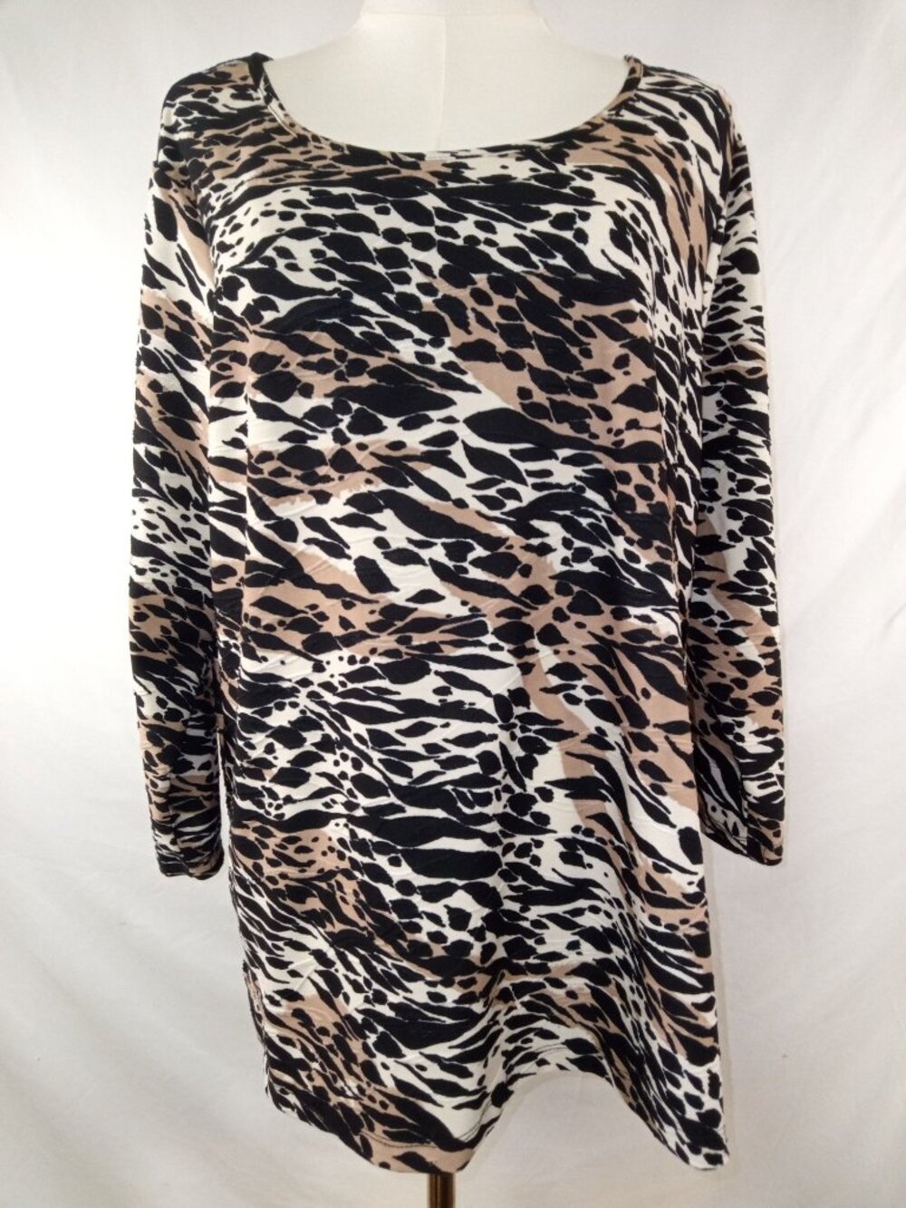 Emily Daniels Women's 3/4 Sleeve Leopard Jacquard Knit Blouse Size Extra Large